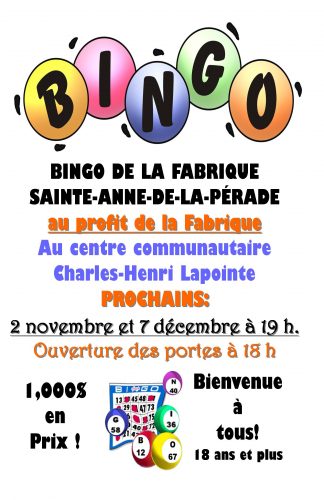 Bingo de la Fabrique de Sainte-Anne-de-la-Pérade