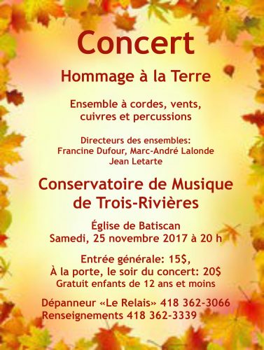 Concert « Hommage à la terre » à l’église de Batiscan