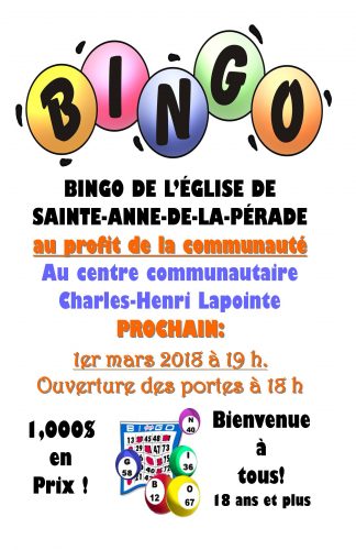 Bingo de l’église de Sainte-Anne-de-la-Pérade