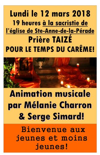 Prière taizé à l’église de Sainte-Anne-de-la-Pérade