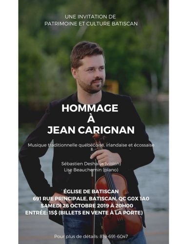 Hommage à Jean Carignan à l’église de Batiscan