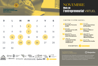 La Communauté entrepreneuriale des Chenaux organise un mois de l’entrepreneuriat de façon virtuelle