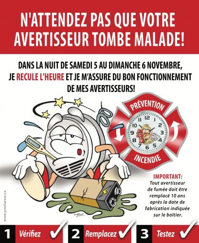 Changement d’heure, il faut aussi vérifier votre avertisseur de fumée Changement d’heure, il faut aussi vérifier votre avertisseur de fumée