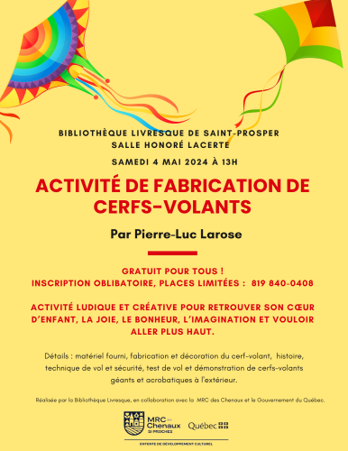 Biblio des Chenaux : Atelier de confection de cerfs-volants