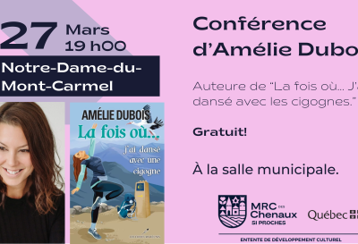 Biblio des Chenaux | Conférence de Amélie Dubois, auteure.
