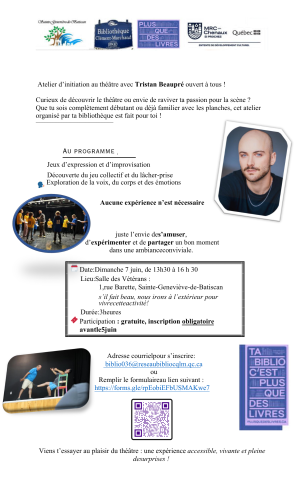 Atelier d’initiation au théâtre | Sainte-Geneviève-de-Batiscan